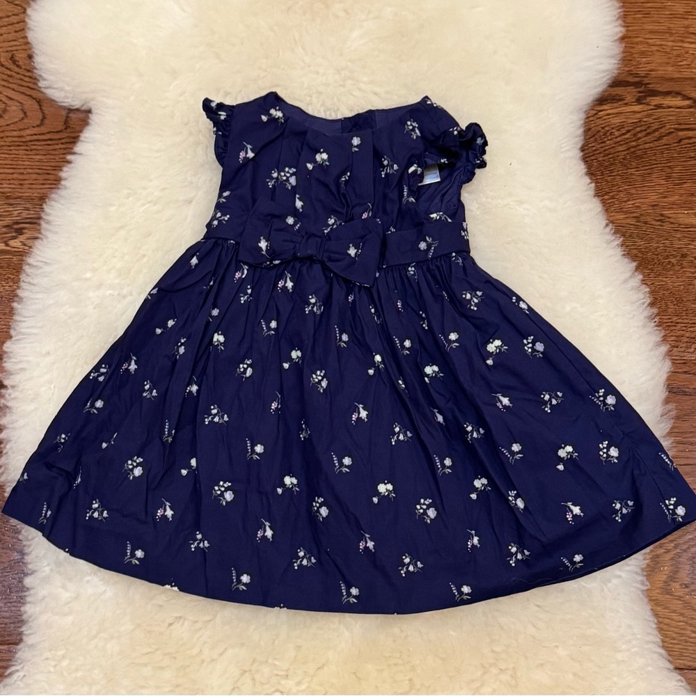 Janie & Jack navy blue floral flutter dress. Very cute fit. 6-12. EUC
